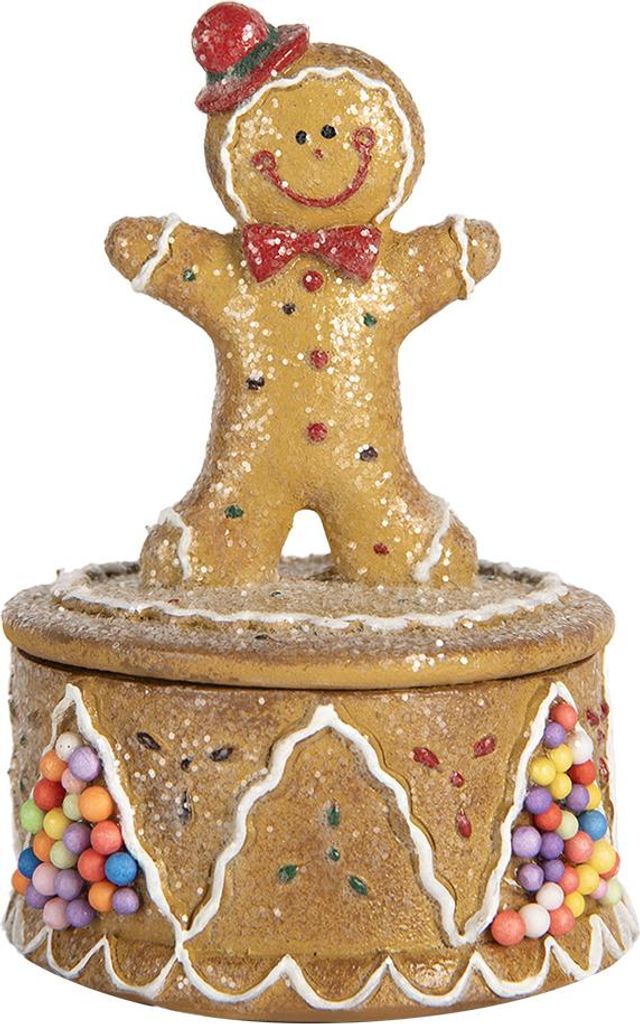 Clayre & Eef Vorratsglas Pfefferkuchenmann Ø 7x11 cm Braun Kunststoff