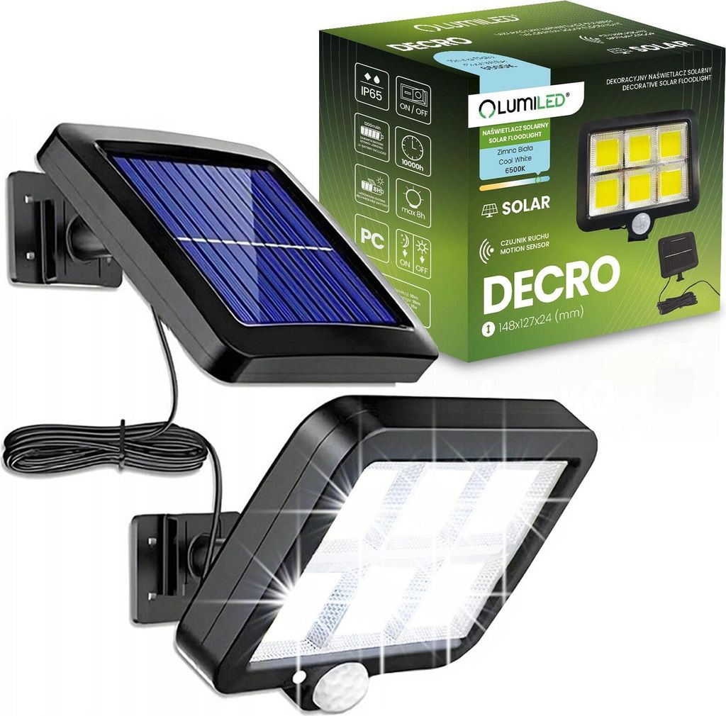 Naświetlacz Solarny LED Halogen Lampa Ogrodowa 6500K IP65 Zdjęcie produktu 
