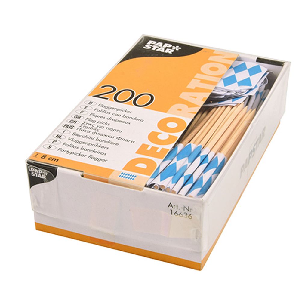 Papstar Deko Picker bandiere bianco blu 8cm 200 pezzi Immagine del prodotto 