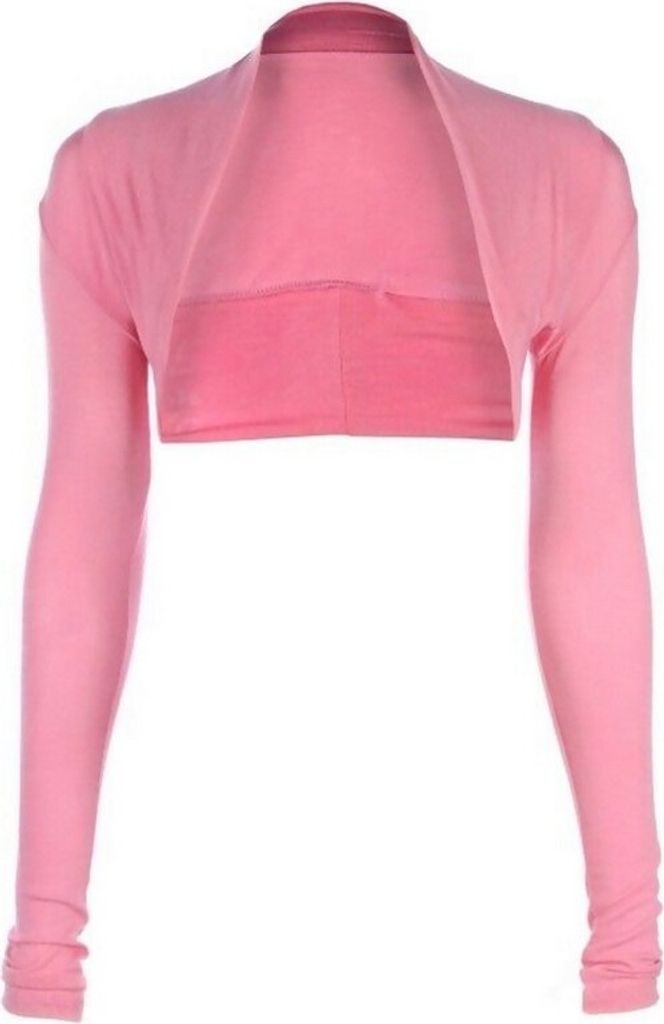 krautwear Damen Bolero Langarm Einfarbig Viskose Stola Bolerojacke (rose)