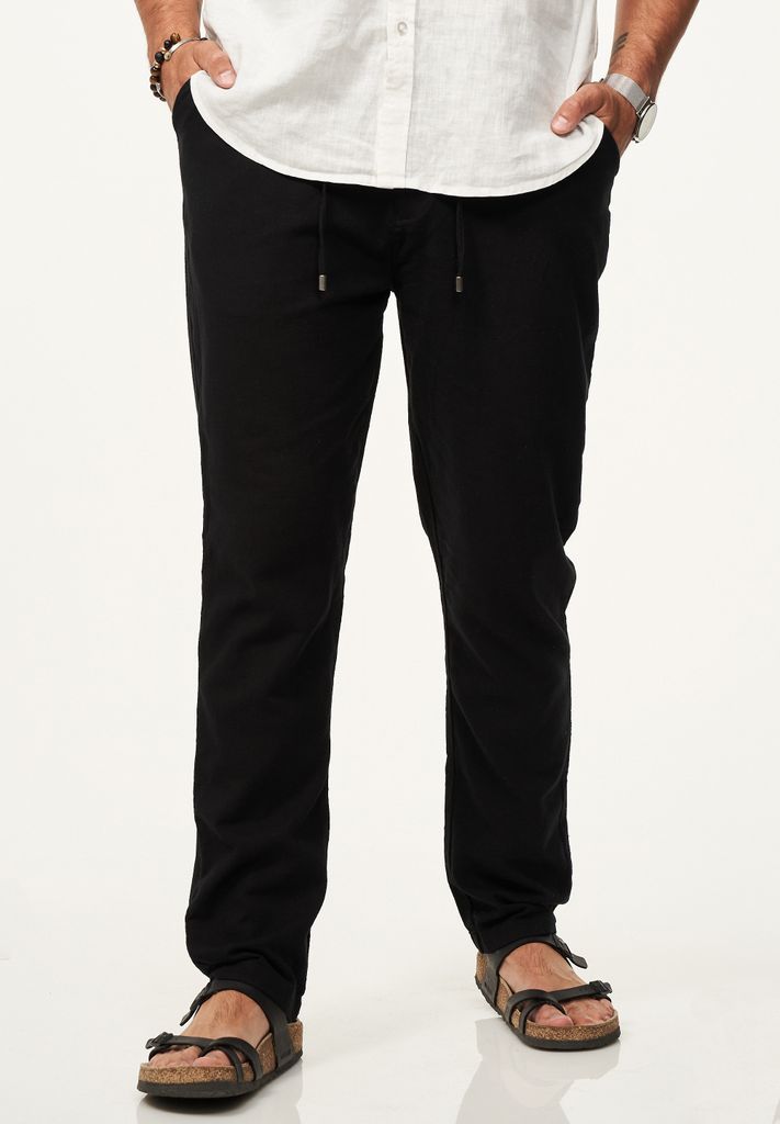 behype. Herren Sommerhose im Chinohosen Stil mit Gummibund & Kordel Herren luftige Stoffhose als Sommerhose - Freizeithose