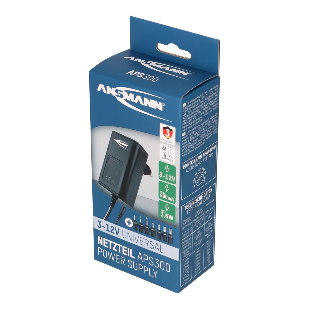 Adaptateur secteur 3-12VDC Ansmann 5111233 avec 7 embouts interchangeables - 15