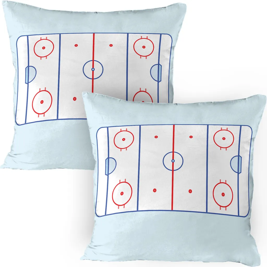 2 Federe Cuscino Hockey 80x80 Blu e Rosso - Lavabili in Lavatrice
