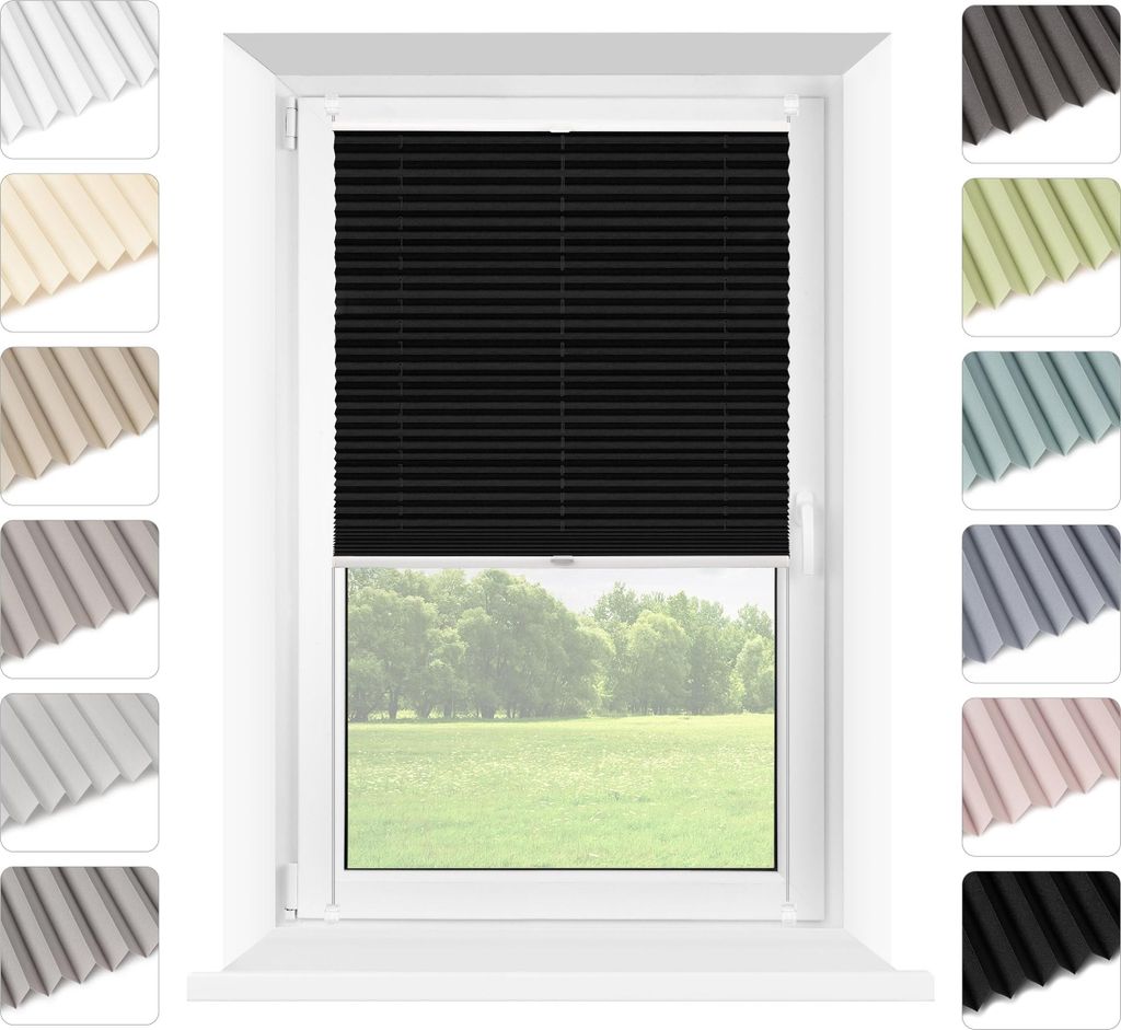 Mardom | Plissee Ohne Bohren - 70 x 120 cm - Schwarz - Klemmfix - Verdunkelnd - mit Thermofunktion - Sichtschutz - Plissee Fenster