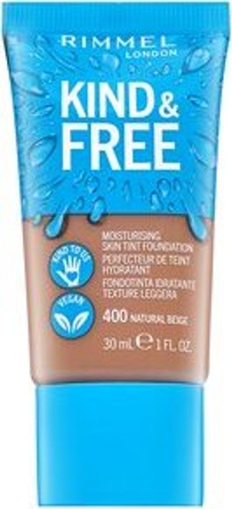 Rimmel London Kind & Free Moisturising Skin Tint Foundation 400 Flüssiges Make Up für eine einheitliche und aufgehellte Gesichtshaut 30 ml