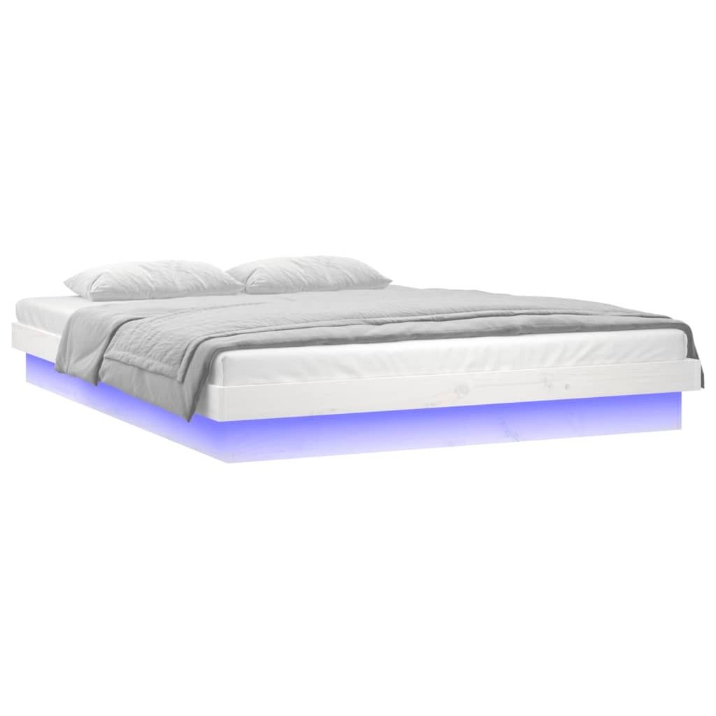 "im Sonderangebot"Massivholzbett - CLORIS - Doppelbett - Robust und langlebig - mit LEDs Weiß 150x200 cm - Einfache Montage - - NeuMöbel8795782