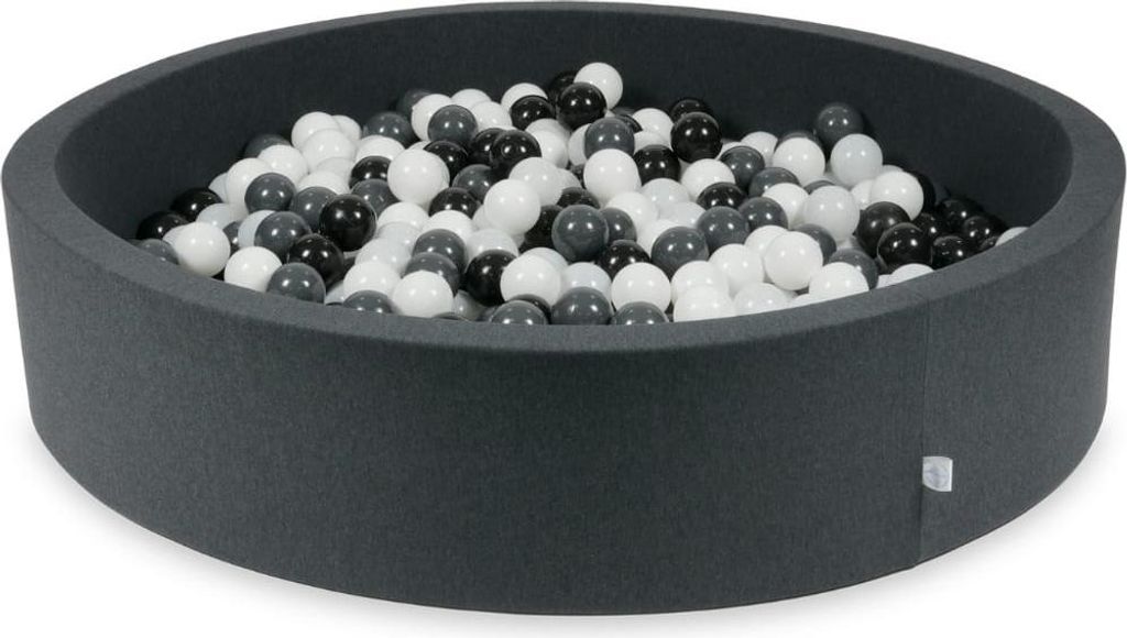 Dry Graphite Pool 130x30 mit 600 Bällen: weiß, Graphit, schwarz, weißer Pullover