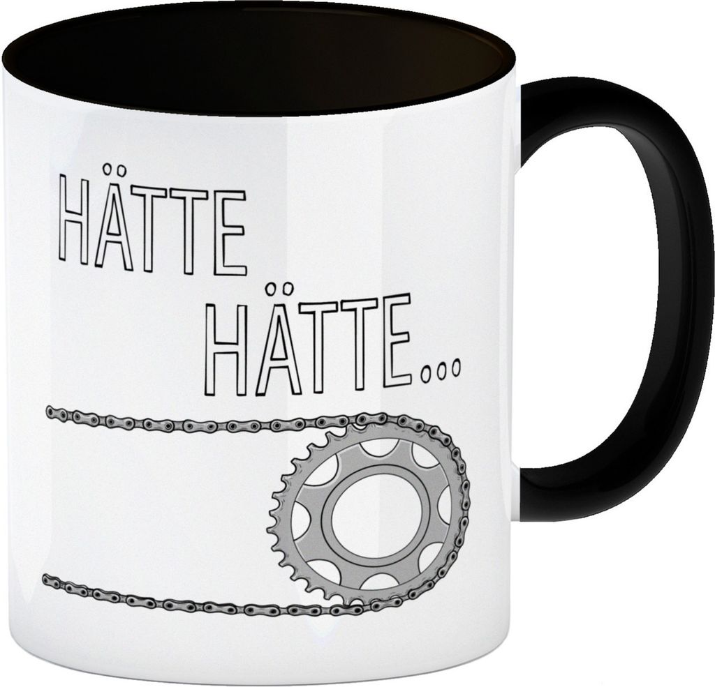 Hätte, Hätte ... Fahrradkette Kaffeebecher Schwarz