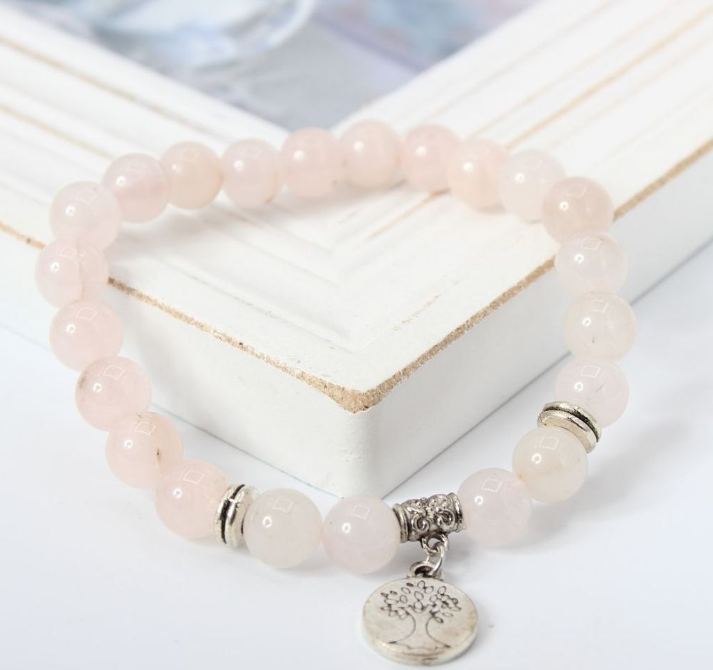Edelstein Armband Geschenkidee exklusives Design Chakra Rose Quartz