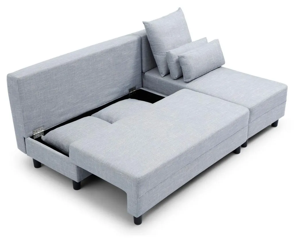 Canapé d'angle convertible Expression en tissu gris clair Menzzo - 2