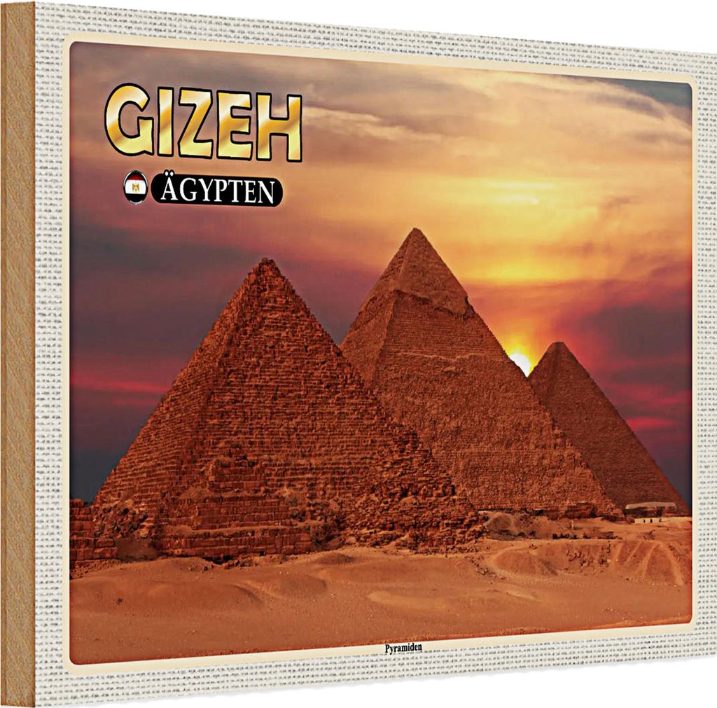 Holzschild Reise 30x20cm Gizeh Ägypten Pyramiden