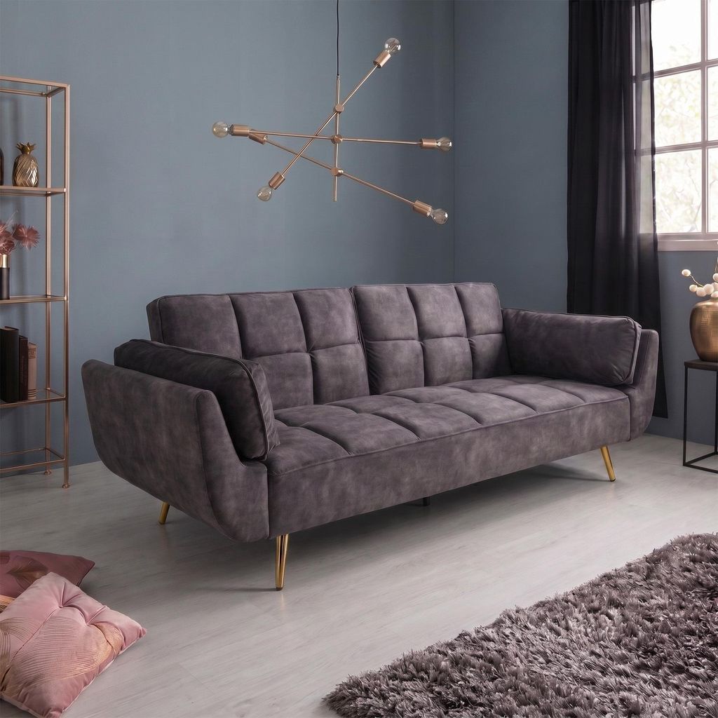riess-ambiente Schlafsofa BOUTIQUE 215cm dunkelgrau gold Produktbild 