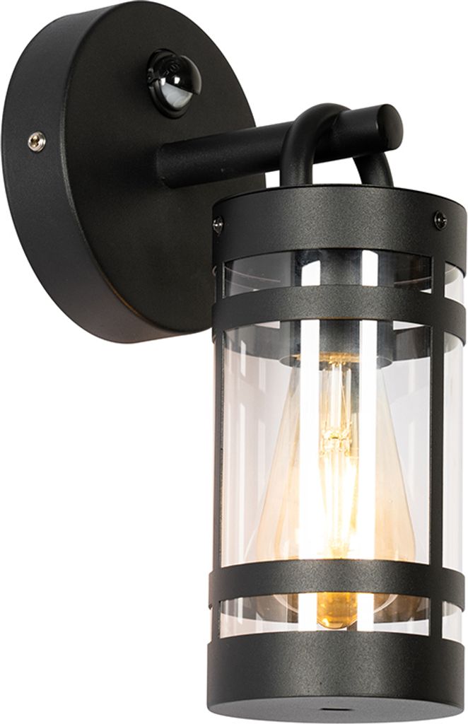 Qazqa Industrial außen Wandleuchte, Außenlampe, Wandlampe für den Garten - Ruben - Schwarz, max. 40W, Geeignet für LED, 14cm, IP44
