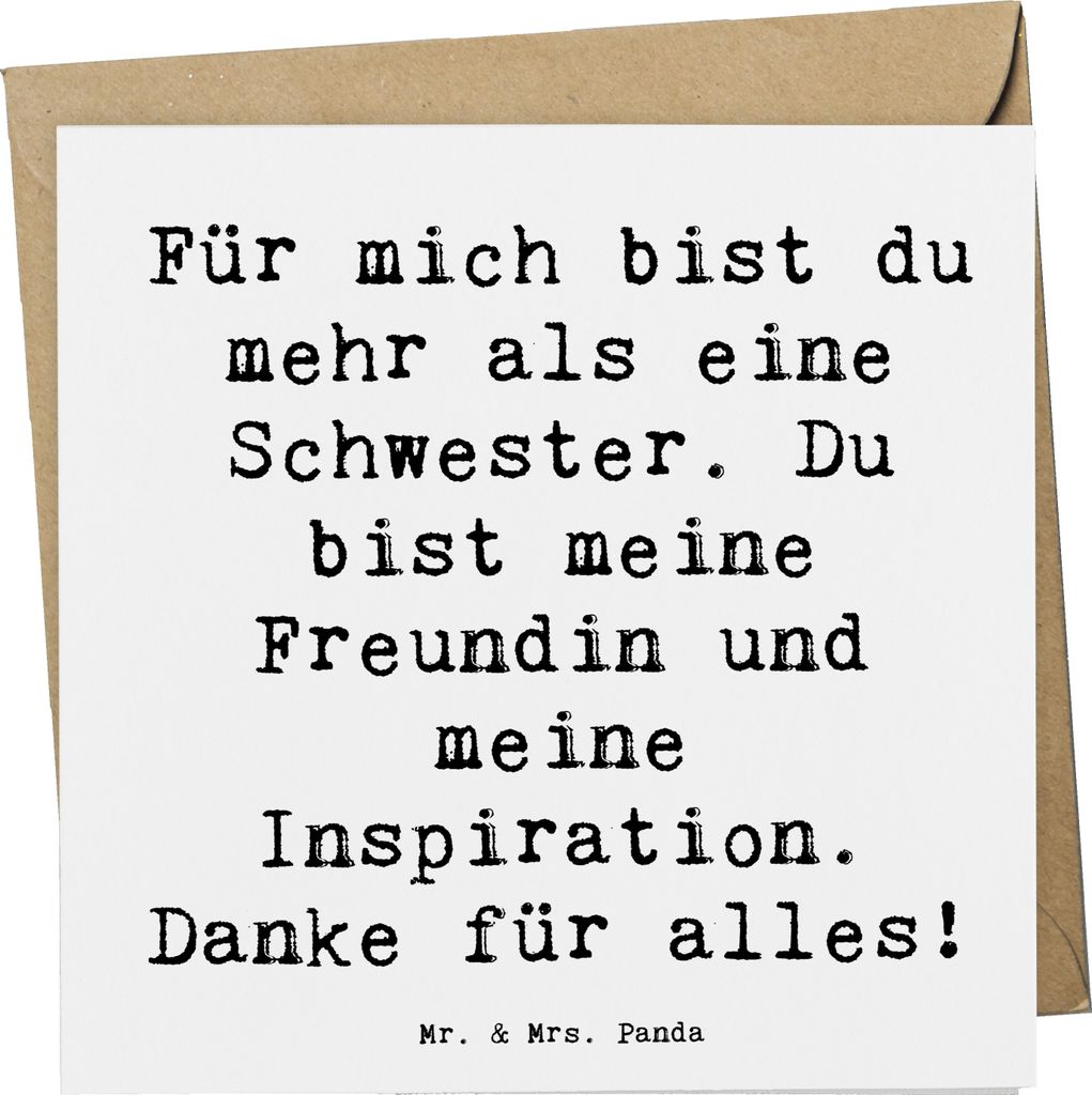 Mr. & Mrs. Panda Grußkarte Spruch Meine Schwester - Weiß - Geschenk, Klappkarte, Aufmerksamkeit, Bedanken, faltkarte, Danke, anlasskarte, tiefe F...