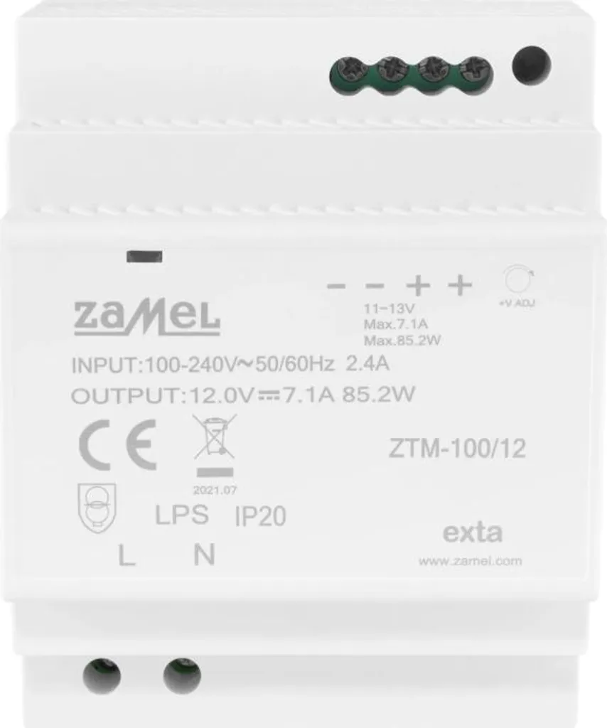 ZTM-100/12 Alimentatore 12V 100W DIN Rail per Automazione Industriale