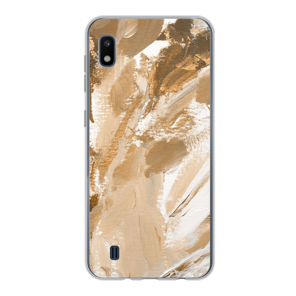 MuchoWow Handyhülle Schutzhülle Hülle für Samsung Galaxy A10 Farbe - Gold - Beige Silikon Softcase Handy Hülle - Schutzhülle