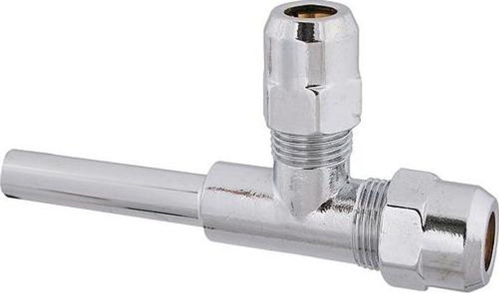 Js T-Abzweigstueck,2Xquetschver. M.laengenausgleich,Dn10,3/8",Chr