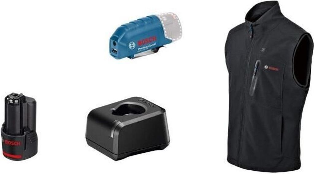 Bosch Professional GHV 12+18V XA Beheizbare Jacke, Größe L, 12V Batterie, 3 Heizzonen, Einstellbare Heizleistung