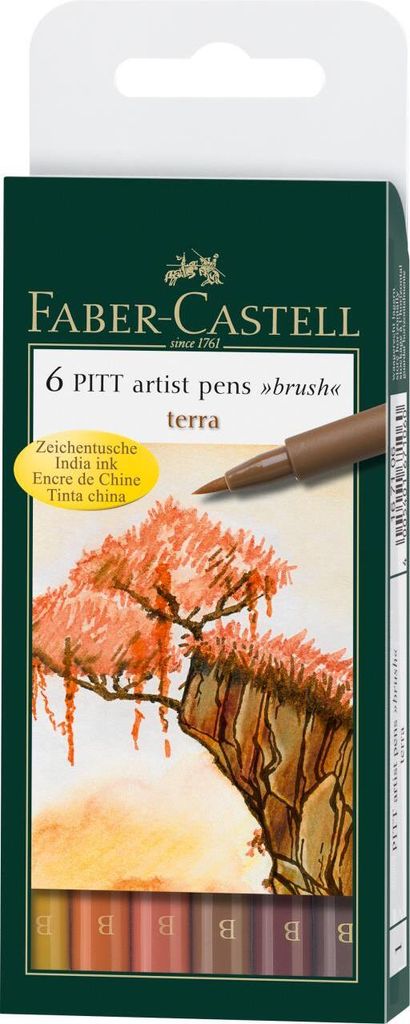 FABER-CASTELL Tuschestift Pitt Artist Pen B Terra 6x