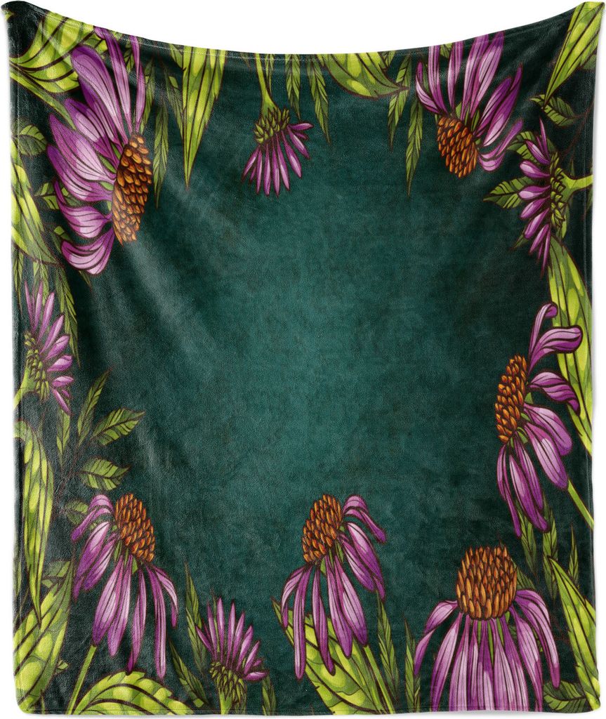 ABAKUHAUS Sonnenhut Weich Flanell Fleece Decke, Aufwändige Blumenfeld wie, Gemütlicher Plüsch für den Innen- und Außenbereich, 125 x 175 cm, P...