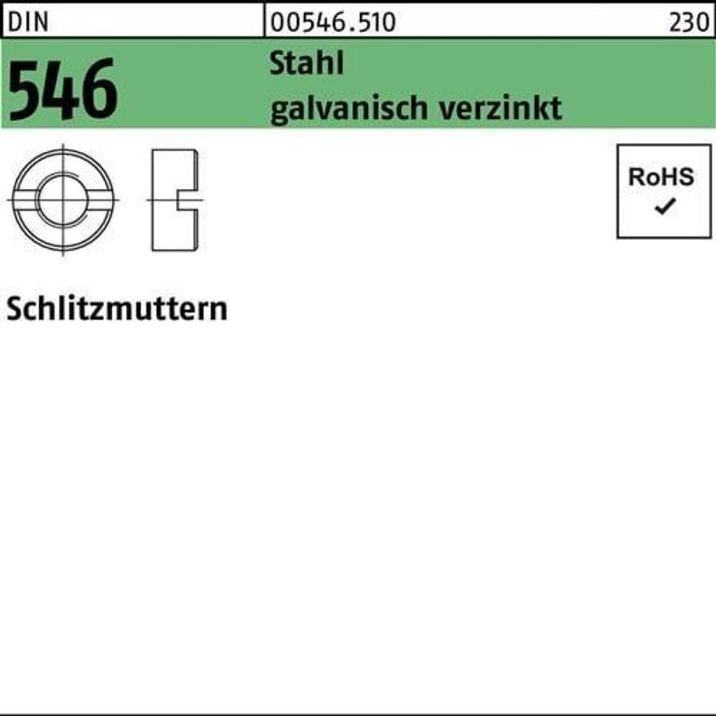 Reyher Schlitzmuttern DIN 546 Stahl M 4 galv. vz (1000 Stück)