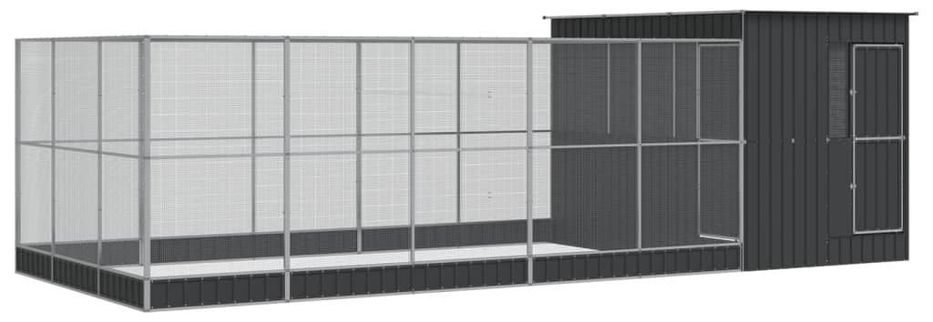 vidaXL Voliere mit Erweiterung Silbern 704x303x216 cm Stahl Produktbild 