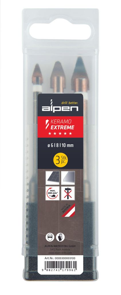 ALPEN Bohrer-Kassetten Set Keramo Extreme BOX, 3-tlg., Ø Produktbild 