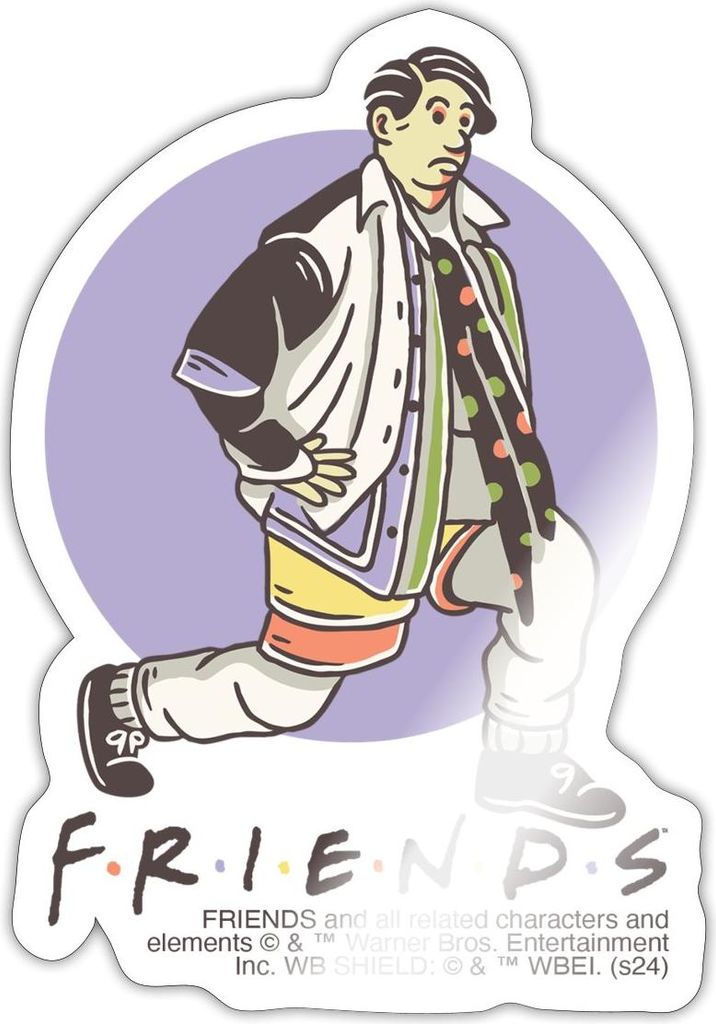 Spreadshirt Friends Joey Trägt Chandlers Kleidung Sticker Aufkleber, 10 x 10 cm, Weiß glänzend