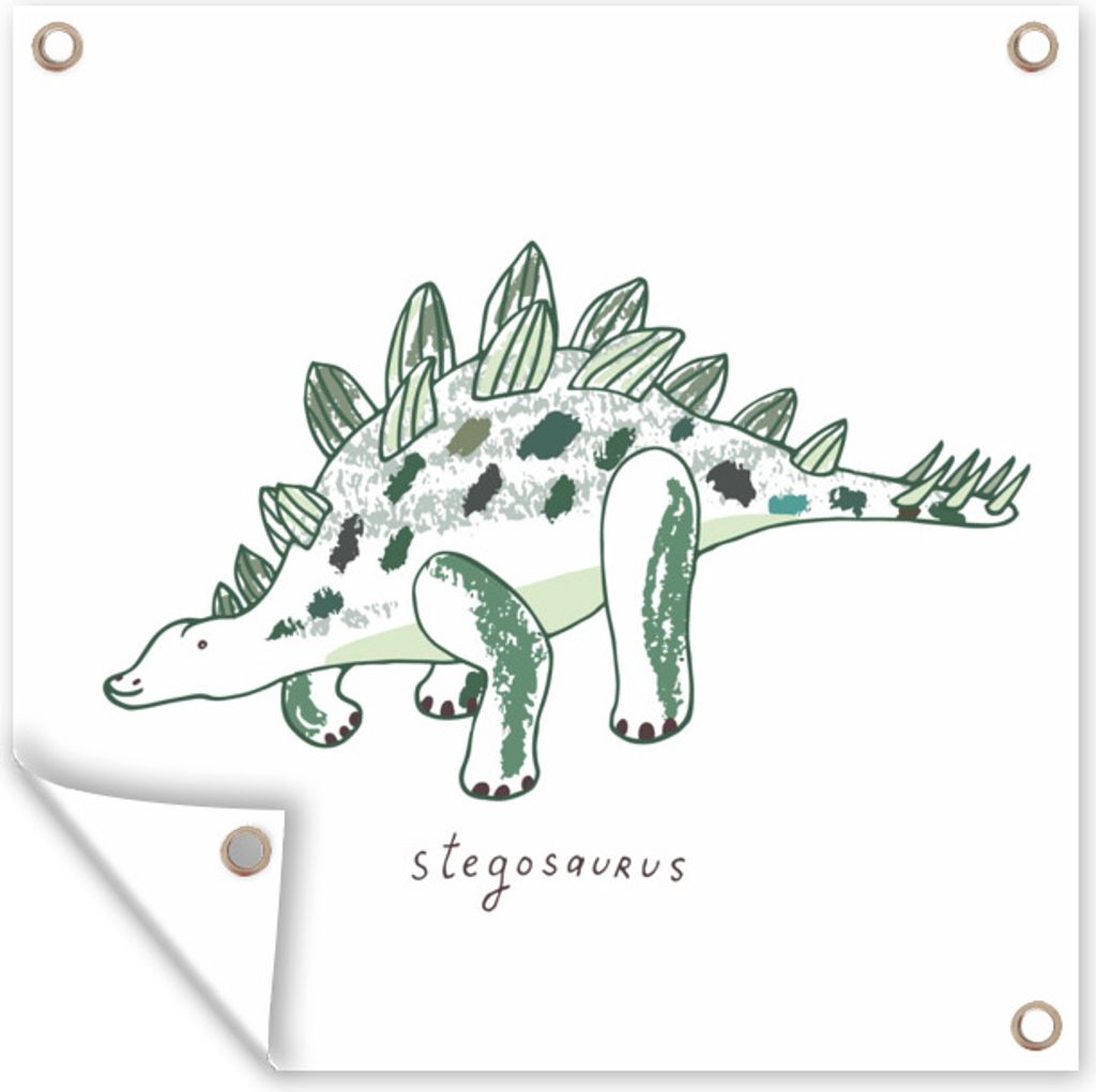 MuchoWow 100x100 cm Outdoor-Poster Gartendeko Sichtschutz Garten Poster für den Garten Kinderzimmer - Stegosaurus - Dinosaurier - Junge - Mädc...