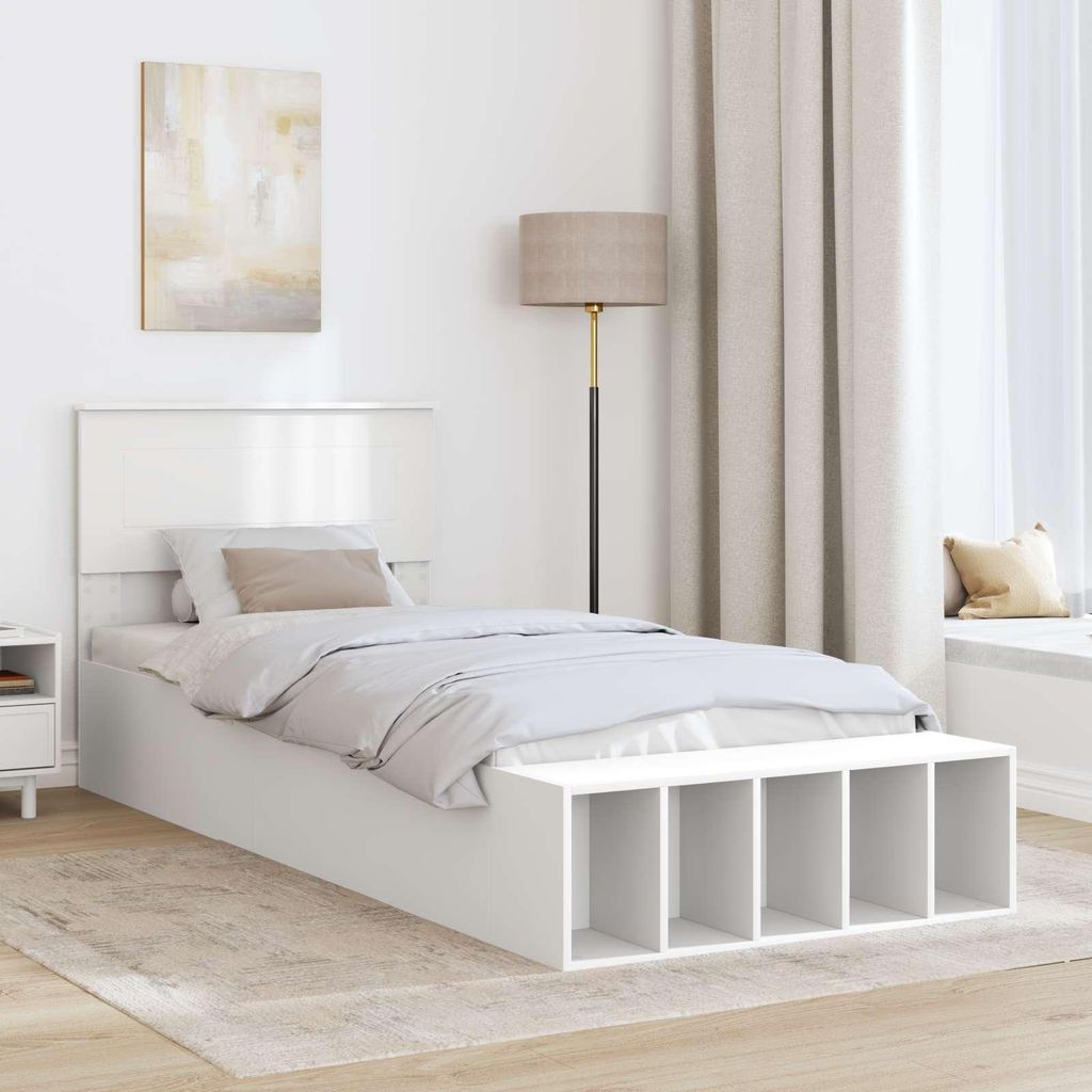 Stabli Bettrahmen mit Regal Weiß 100 x 200cm Holzwerkstoff - DE379331 - Klassische BettenJugendbett Tagesbett