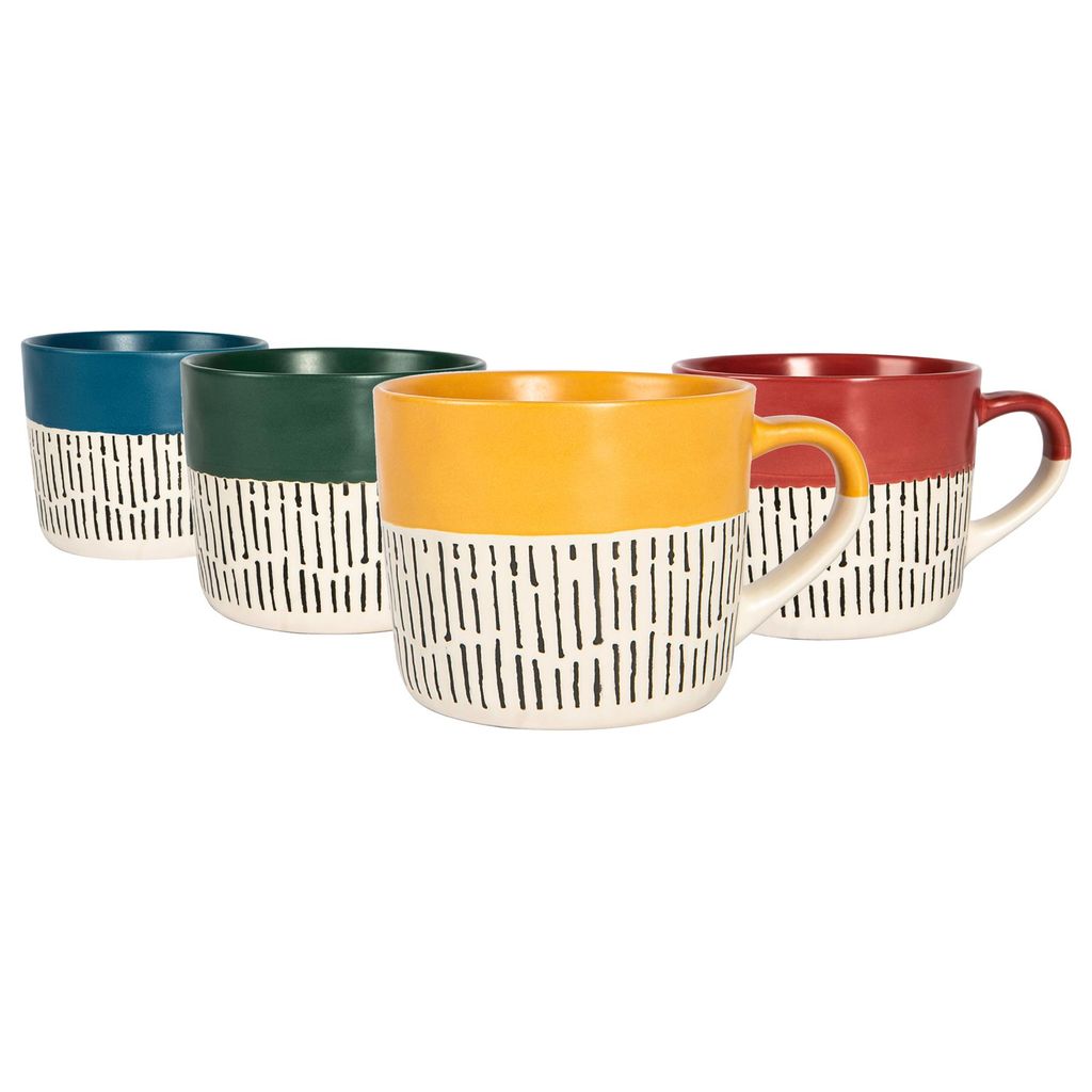 Keramik getauchte Dash Kaffeetassen Patterned farbiger Tee Cup 475ml 4 Farben