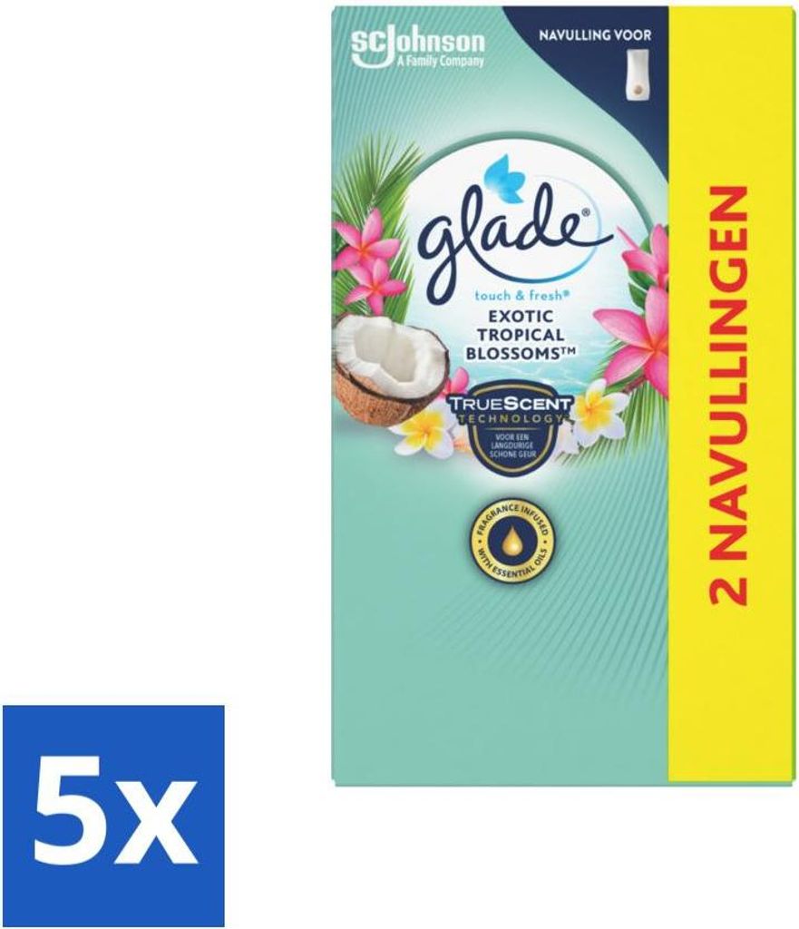 Glade - Touch & Fresh - Exotische Tropenblüten - 2x 10 ml - Vorteilspack - 5 Stücke