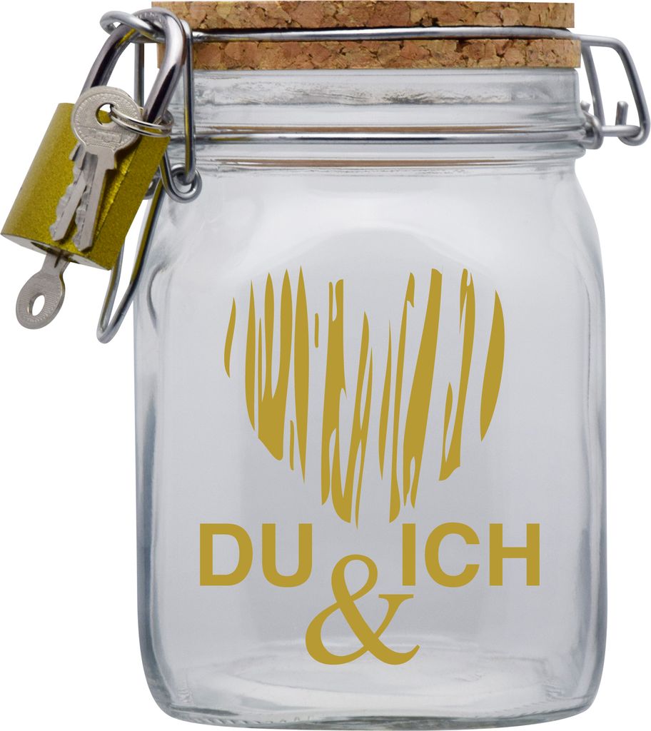 Spardose Geld Geschenk Ideen Du & Ich Transparent Größe L 1 Liter