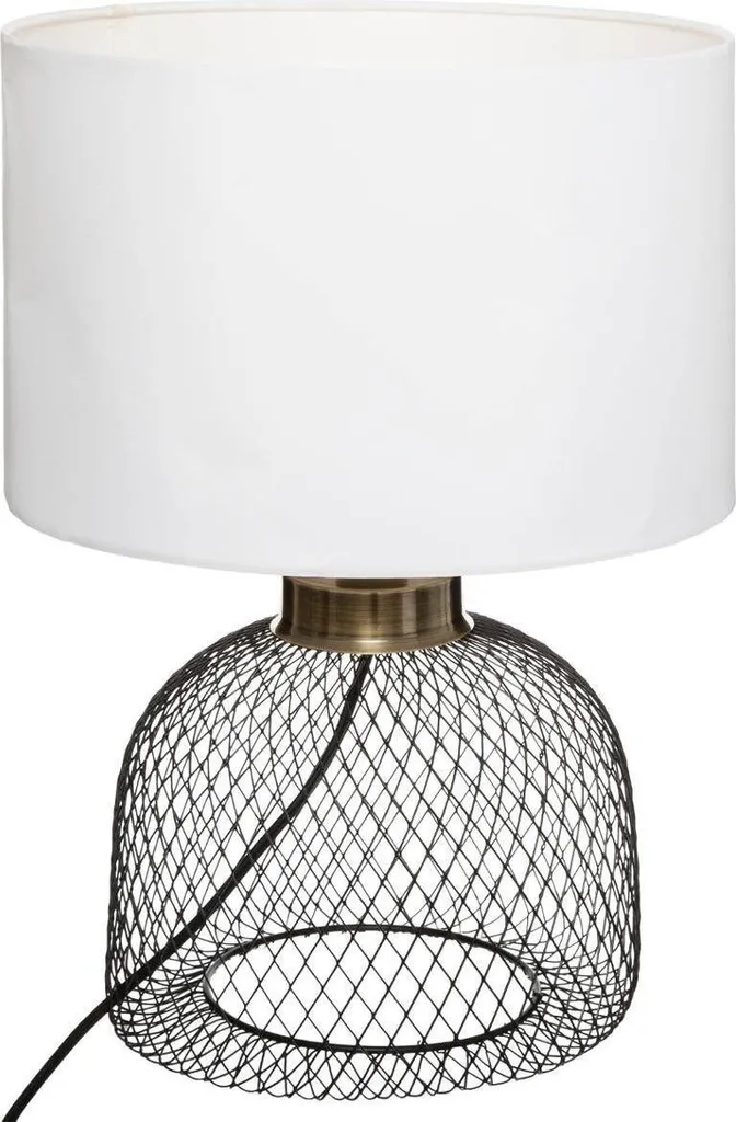 Lampe EMIE abat-jour blanc textile et pied minimaliste 45 cm de haut