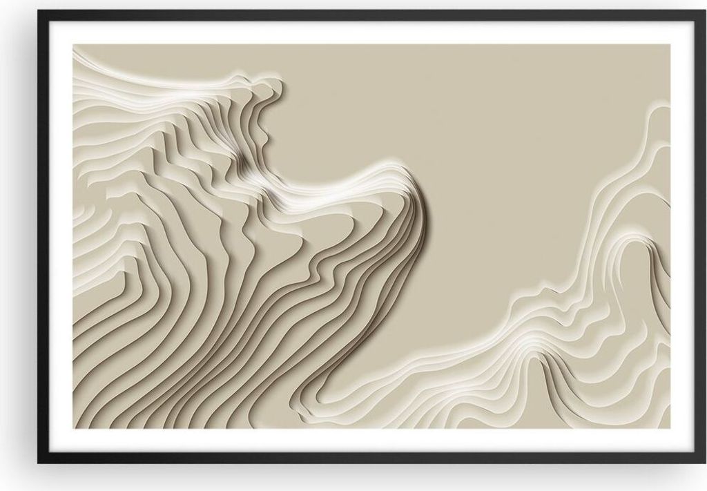 Gerahmtes Poster - Schwarzer Rahmen - Dreidimensional cremig strukturell - 91,5x61 cm - Wand Bild - Wanddeko - Wandbilder - Kunstposter - Wandposte...