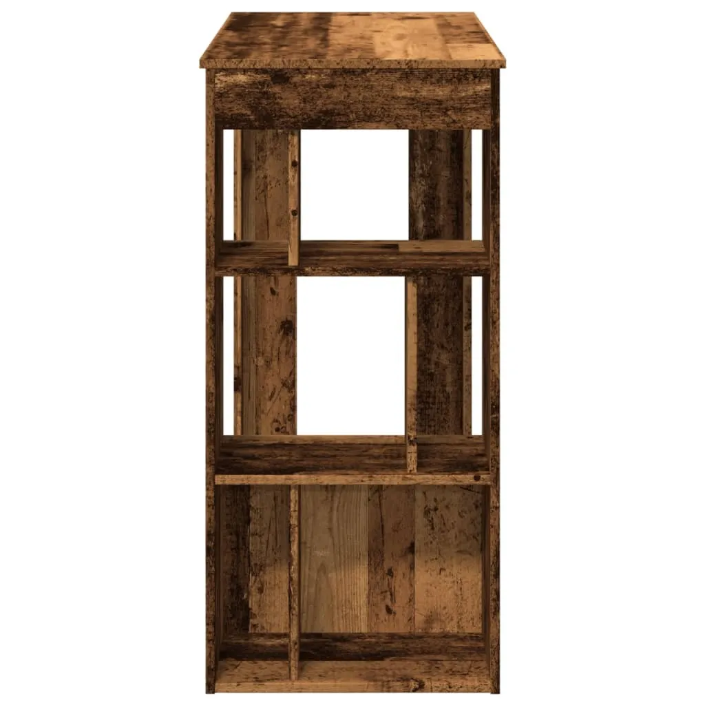 Tavolo Alto da Bar vidaXL con Scaffali 102 cm Legno Anticato - 5