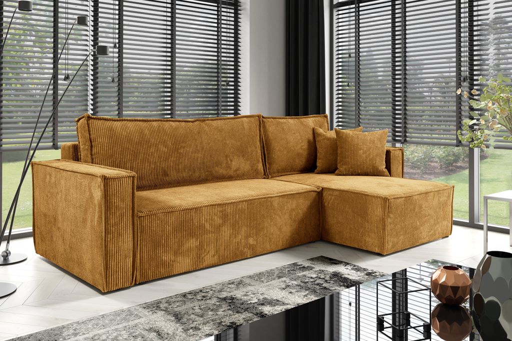 KEF Ecksofa Zenii – L-Form – 236x88x145 cm – Mit Schlaffunktion – Liegefläche 135x200 cm – Universell Rechtsseitig und Linksseitig - Po...