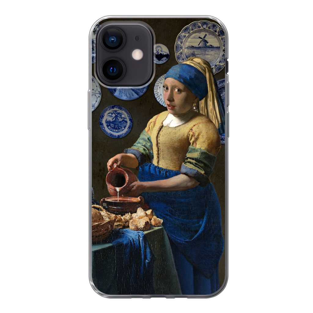 MuchoWow Handyhülle Schutzhülle Hülle für iPhone 12 Milchmädchen - Das Mädchen mit dem Perlenohrring - Vermeer Silikon Softcase Handy Hüll...