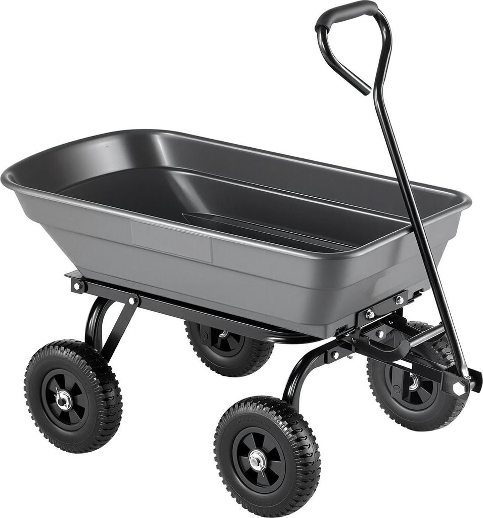 Garten-Kippwagen, 181 kg Poly-Kippwagen, Gartenwagen mit 90°-Schnellkippmechanismus, 180°-Schwenkrädern, 270°-flexiblen Drehlagern, Gartenwagen...