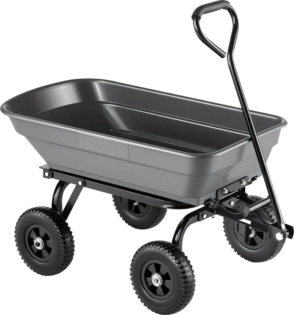 Chariot à benne basculante 181 kg avec cuve en polyéthylène robuste