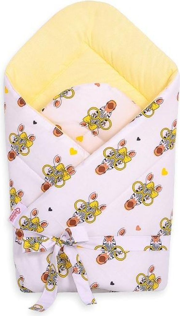 Weiches doppelseitiges Tragetuch für Babys mit Bändern - gelbe Zebras