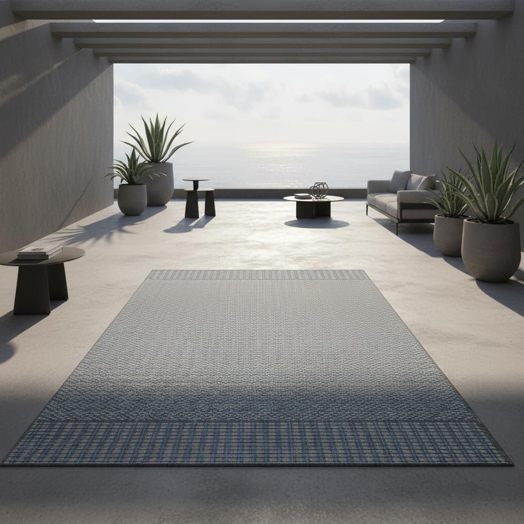 Outdoor Teppich Vintage Wetterfest Waschbar Strapazierfähig | Grau 80x150 cm Balkon Terrasse Fußbodenheizung geeignet | COMO – Kadima Design