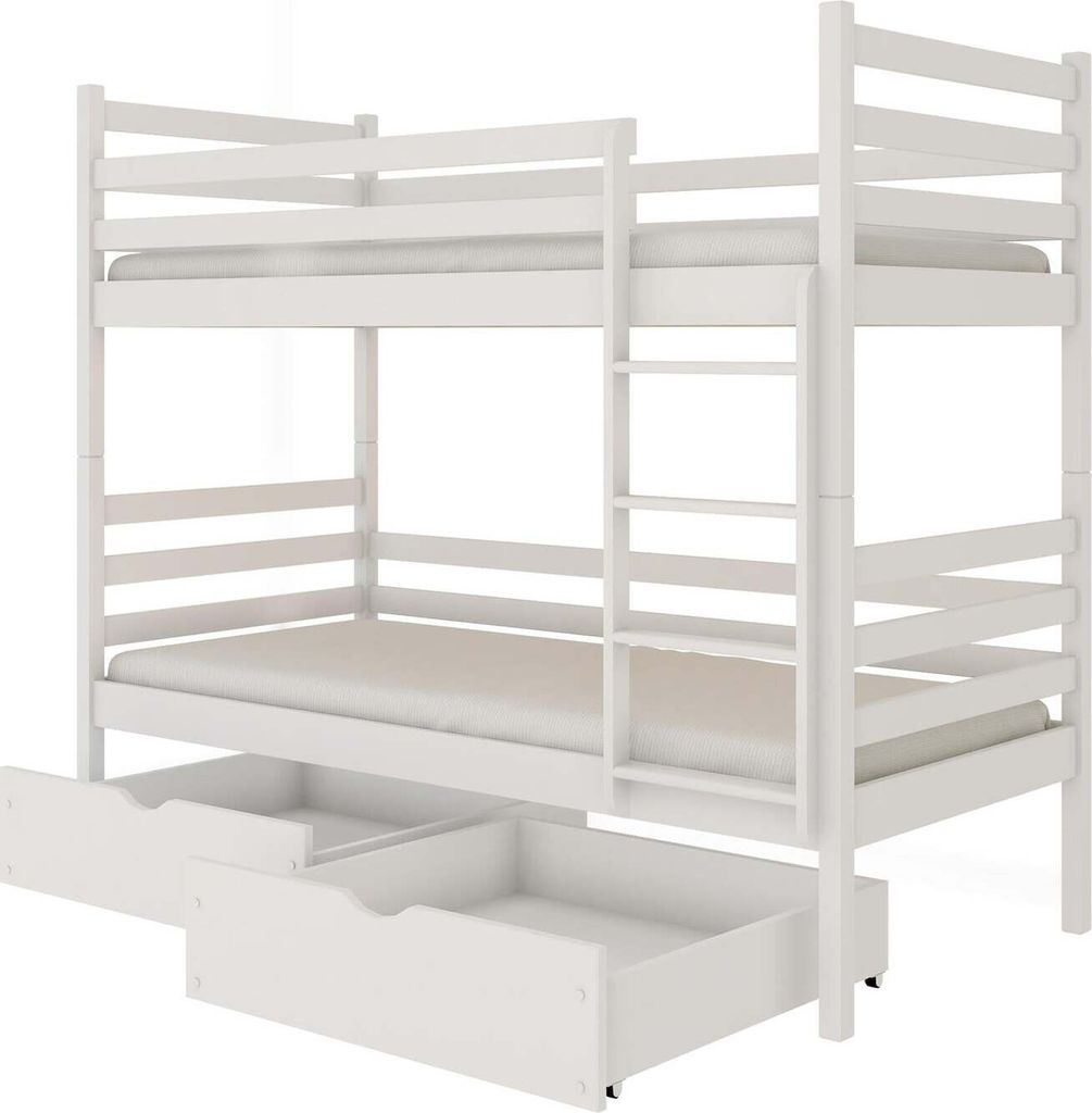 FURNLUX Bunk Bed Nemo Weiss 90x200cm / Hauptfarbe: Weiß / Abmessungen: 96 x 208 x 161 cm
