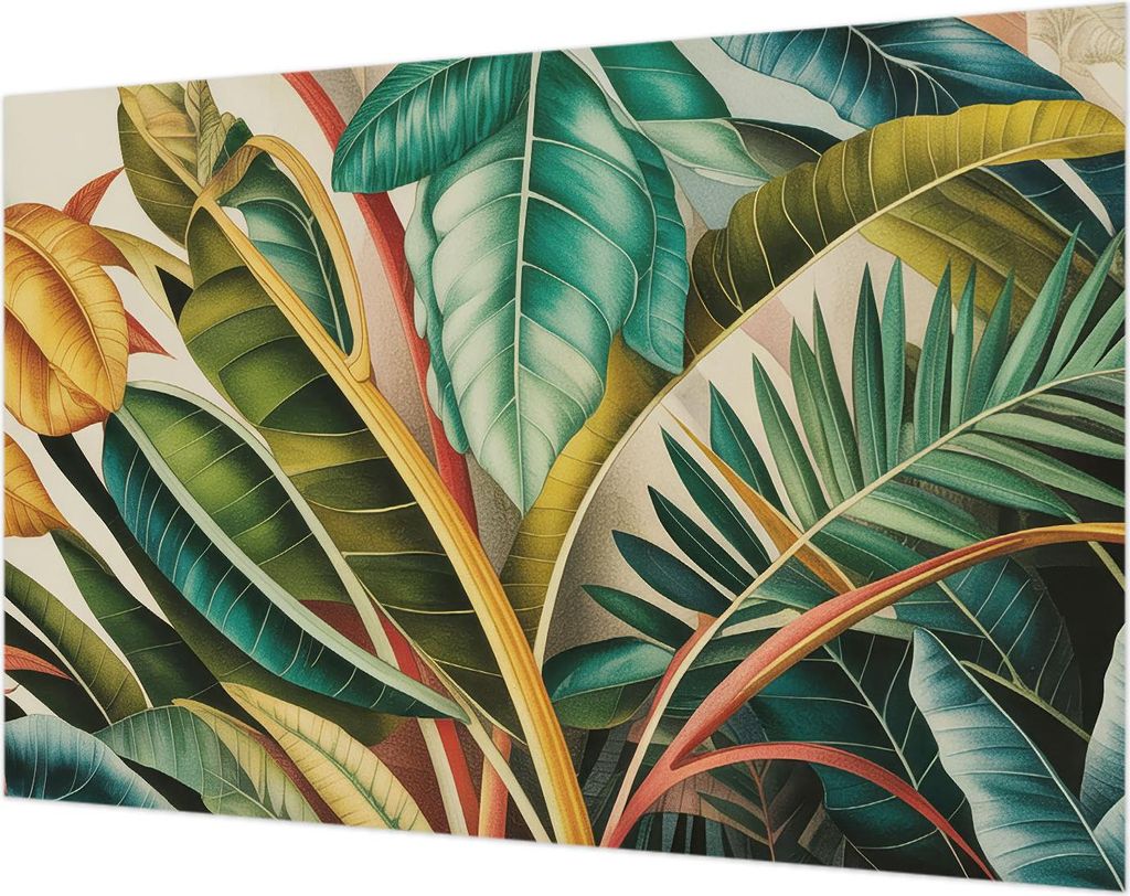 Wandtapete - Dekorative Tapete für Wohnzimmer- Tapetenfolie für Wanddekoration - 104x70 cm - Exotische Blätter