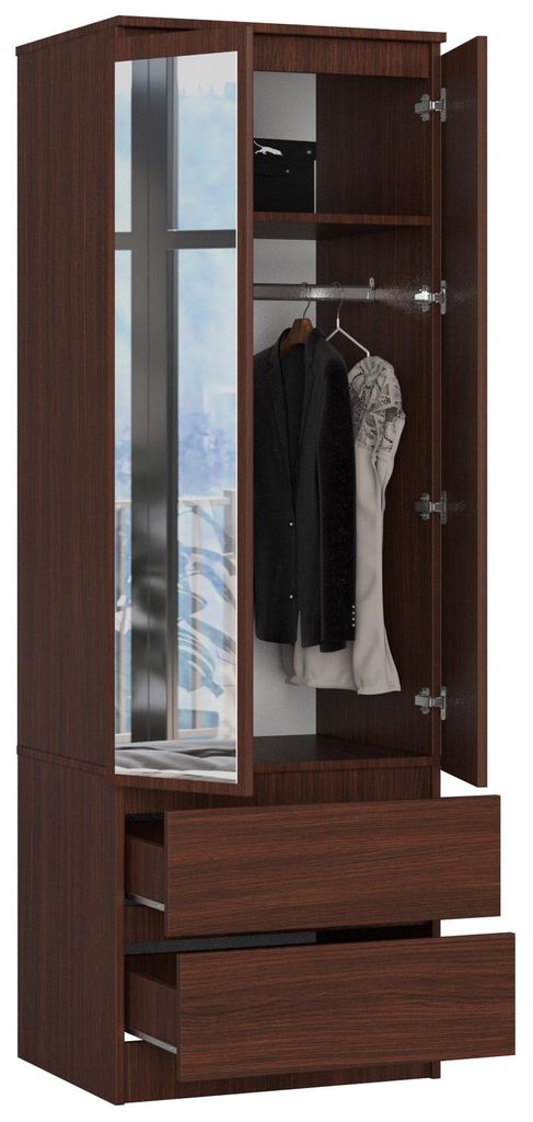 Kleiderschrank S60 60cm Garderobe 2 Türen 2 Schubladen Hochglanz 180cm hoch STAR