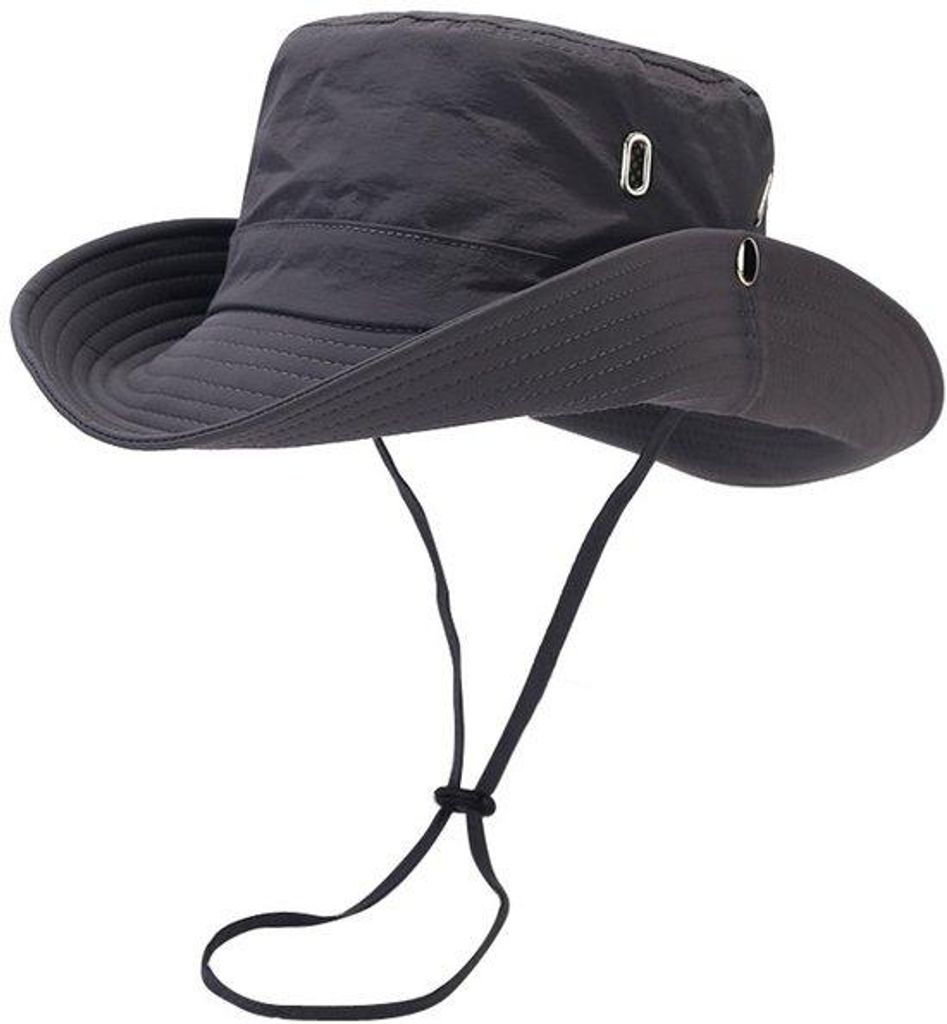 Outdoor-Trekkoordhoed für Männer und Frauen, breiter Rand, für Wandern, Camping und Angeln, Größe 55-58cm, grau
