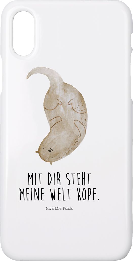 Mr. & Mrs. Panda Iphone 10 Handyhülle Otter Kopfüber - Weiß - Geschenk, Verknallt, Liebe, Niedlich, Verliebt, Handy Case, Cover, Seeotter, X