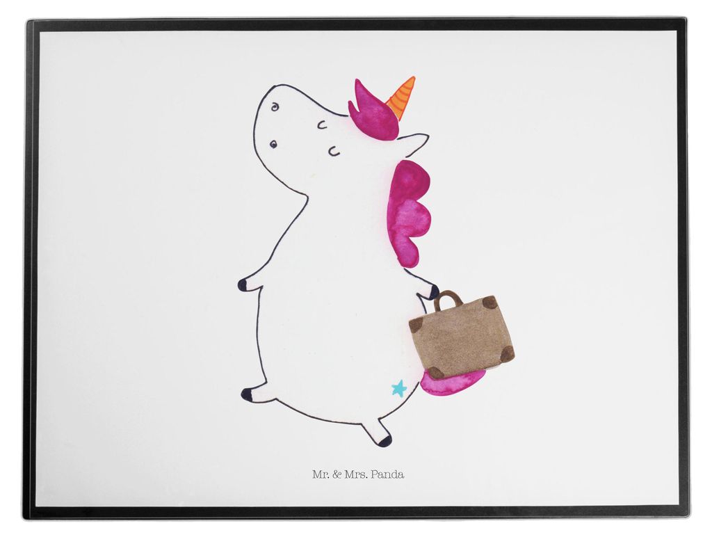 Mr. & Mrs. Panda schreibtischunterlage Einhorn Koffer - Weiß - Geschenk, tischschutzmatte, schreibtischunterlagen, malunterlagen, Unicorn, büro, ...