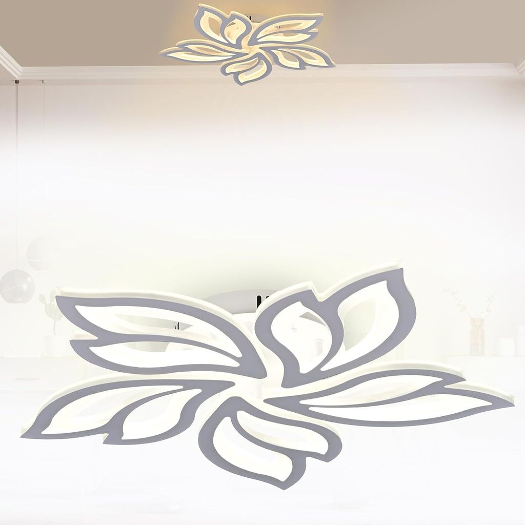 YUENFONG 96W Led Deckenlampe Dimmbar Deckenleuchte mit Fernbedienung, Led Lampen Verstellbares Licht Deckenleuchten, 5 Blätter