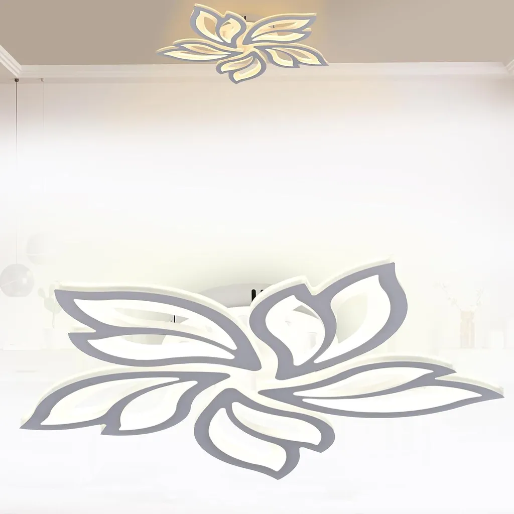 YUENFONG 96W Plafonnier LED Dimmable avec Télécommande 5 Lames Design